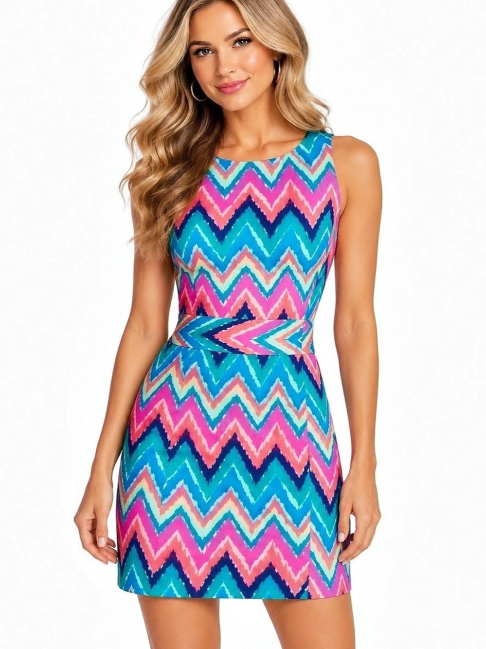 Lilly Pulitzer Kirkland Shift Dress Mini Pink & Blue Size 6